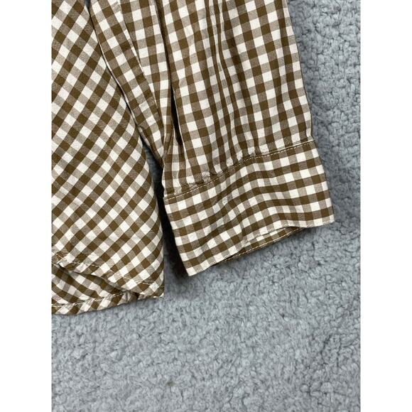 J. Jill Womens Size M petite Brown Cream Gingham Button Up Shirt - Picture 10 of 10